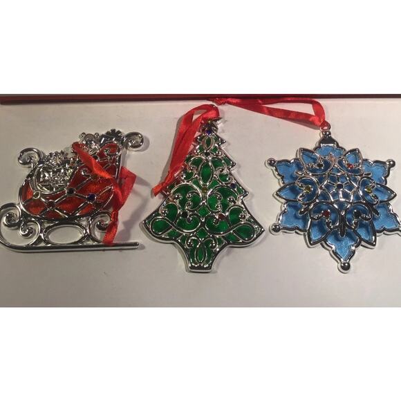 LENOX NIB MERRY & BRITE SET OF 3 CHRISTMAS ORNAMENT - Picture 1 of 6